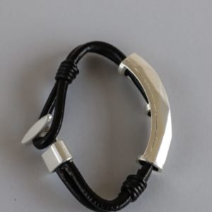 Bracelet Thick Faux Leather Cord With Silver Element