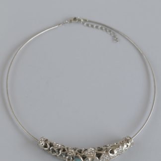 Silver Choker Necklace With Hearts