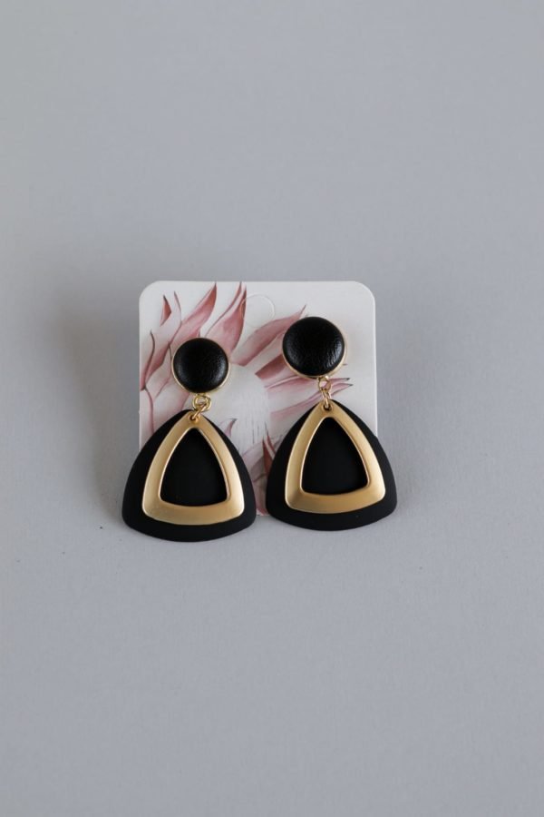 Earrings Faux Leather With Gold Elements