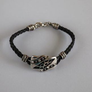 Braided Faux Leather Bracelet with Tribal Design