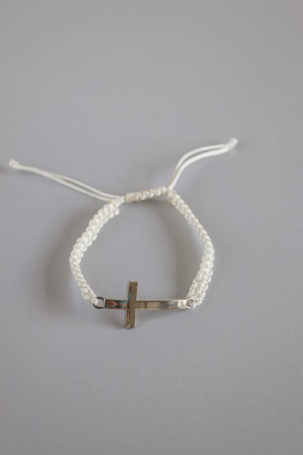 Macramé String Bracelet With a Silver Cross