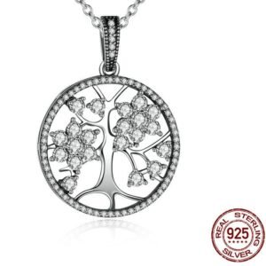 925 Sterling Silver Tree of Life Round Necklace Pendant