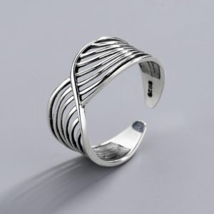S925 Sterling Silver Mobius Wave Ring
