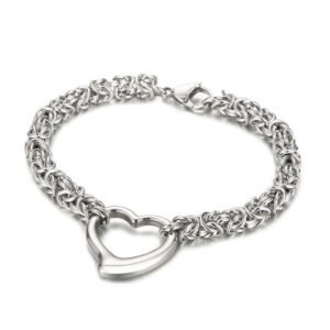 Stainless Steel Bracelet with a Heart