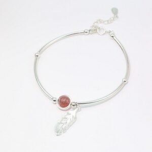 925 Sterling Silver Bracelet with Feather Charm