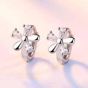 Dainty Sterling 925 Silver and Crystal Daisy Earrings