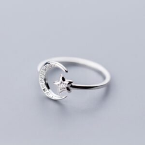 925 Sterling Silver Moon and Star Ring
