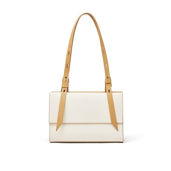 Cream Genuine Leather Elegant Tote Bag