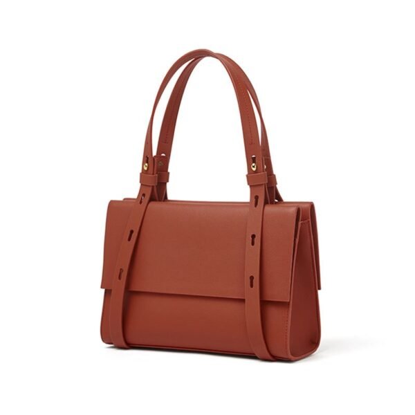 Brown side view Genuine Leather Elegant Tote Bag