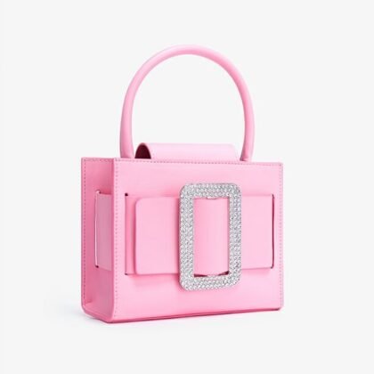 Bafelli Square Leather Bling Shoulder Bag pink