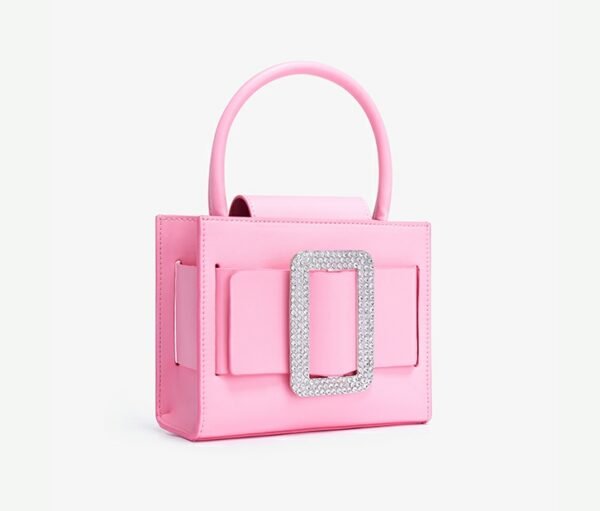 Bafelli Square Leather Bling Shoulder Bag pink