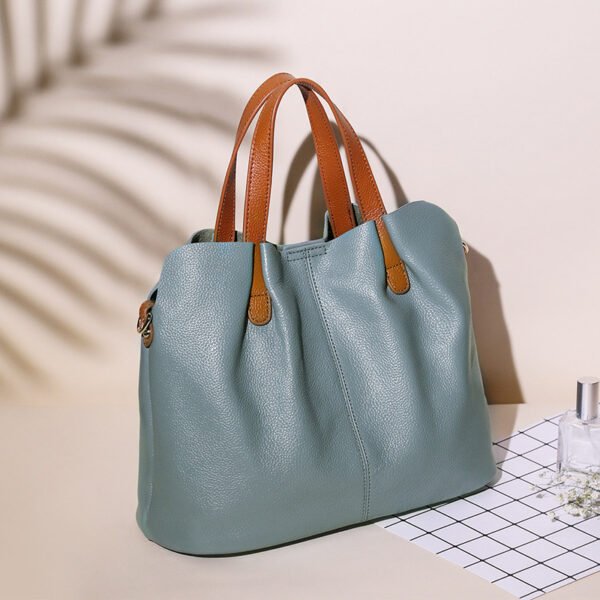 Large Leather Tote Bag with Shoulder Strap side view