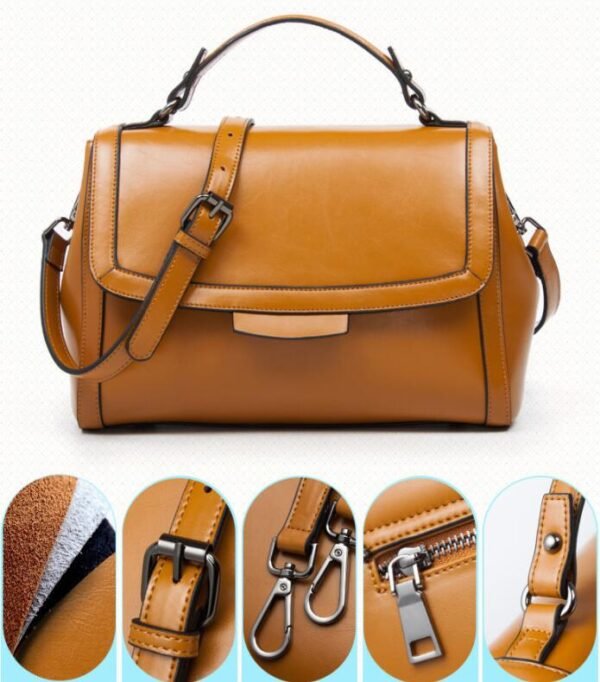 Genuine Leather Inclined Shoulder Bag all features