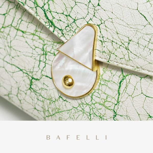 Bafelli Trapezoid-shaped Shoulder Bag lock details and finish