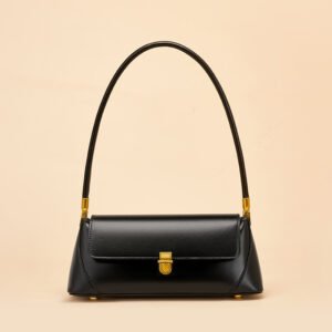 Genuine Leather Baguette Bag black