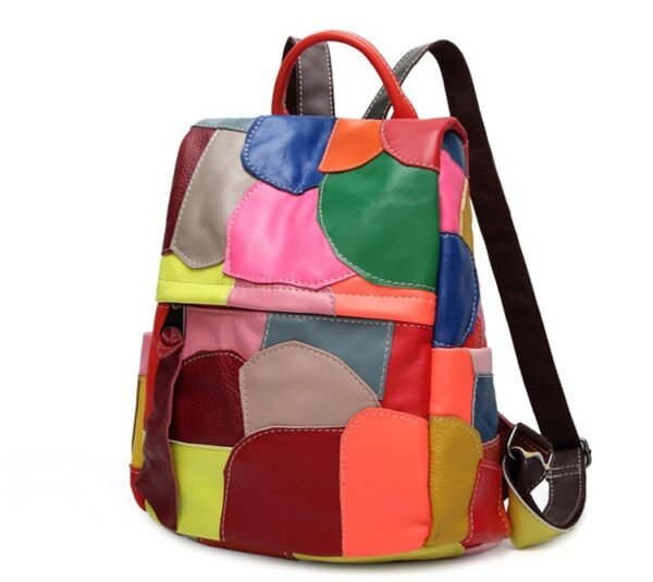 Colorful Leather Patchwork Backpack Bag by itself