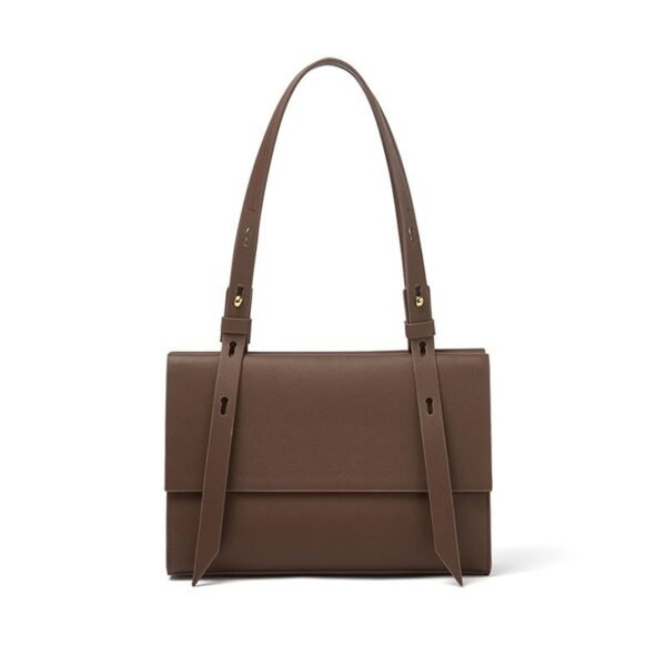 Genuine Leather Elegant Tote Bag brown