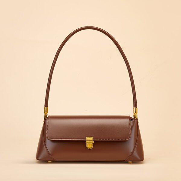 brown Genuine Leather Baguette Bag