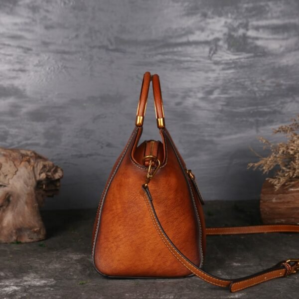 Genuine Leather Shoulder bag with Mandala Pattern side view