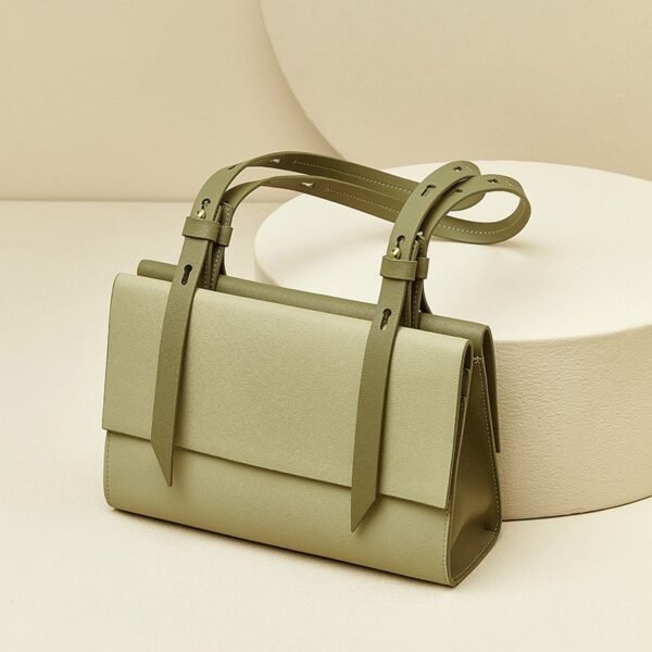 Green Genuine Leather Elegant Tote Bag