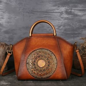 Genuine Leather Shoulder bag with Mandala Pattern