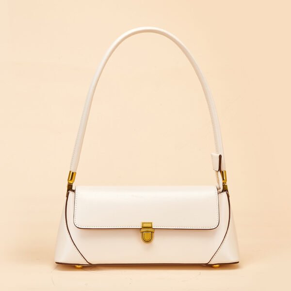 Genuine Leather Baguette Bag white