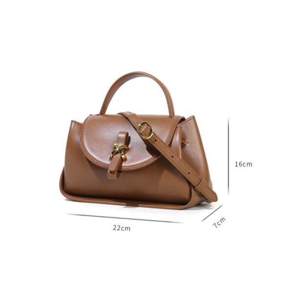 Leather Shoulder Bag With Magnetic Buckle brown side view