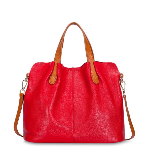 Large Leather Tote Bag with Shoulder Strap red