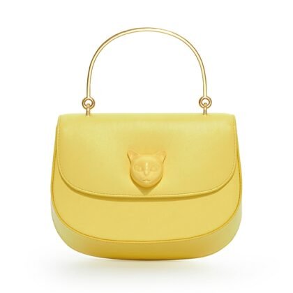 Designer Handbag with Embossed Cat Face close up