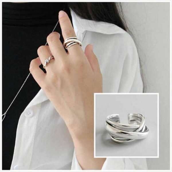 Pleated Band Fashion Ring modelled