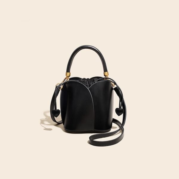 Leather Tulip Bucket Bag black