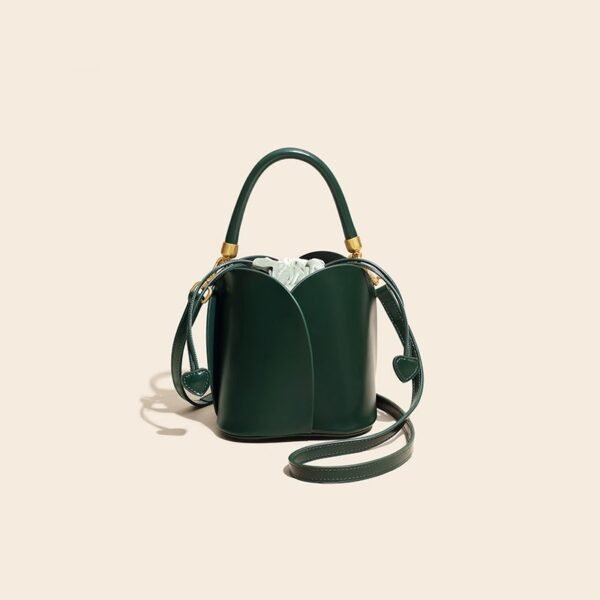 Leather Tulip Bucket Bag green